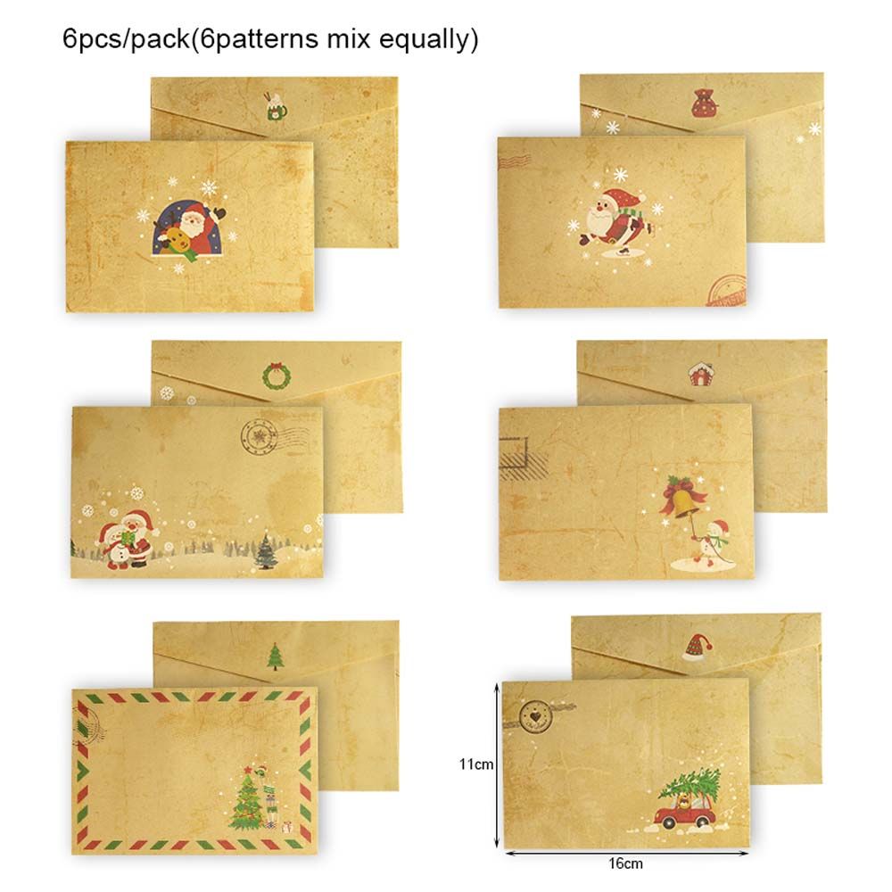 Letter Envelope Kraft - Juego de 6 sobres navideños de