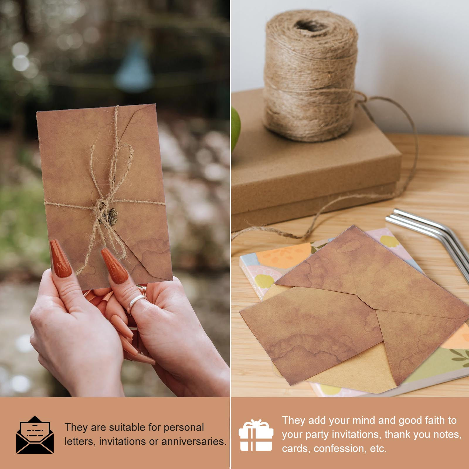Juego de Papel y Sobres Vintag - Letter Envelope Kraft reseña y precio